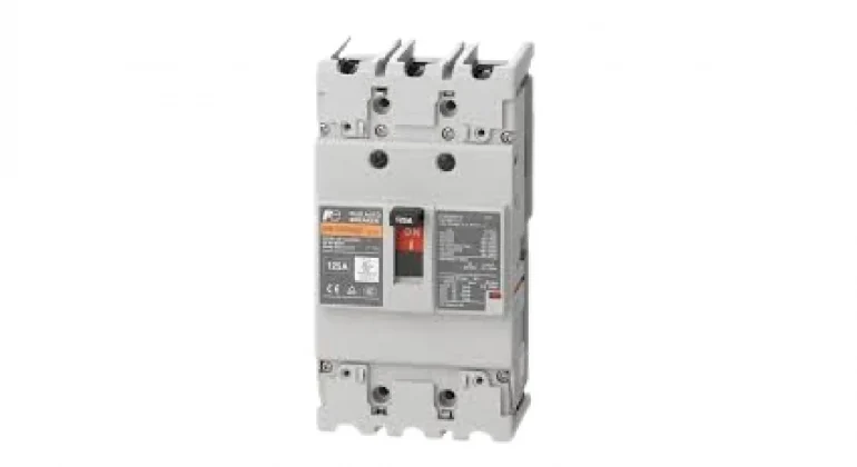 A photo of a molded case circuit breaker.