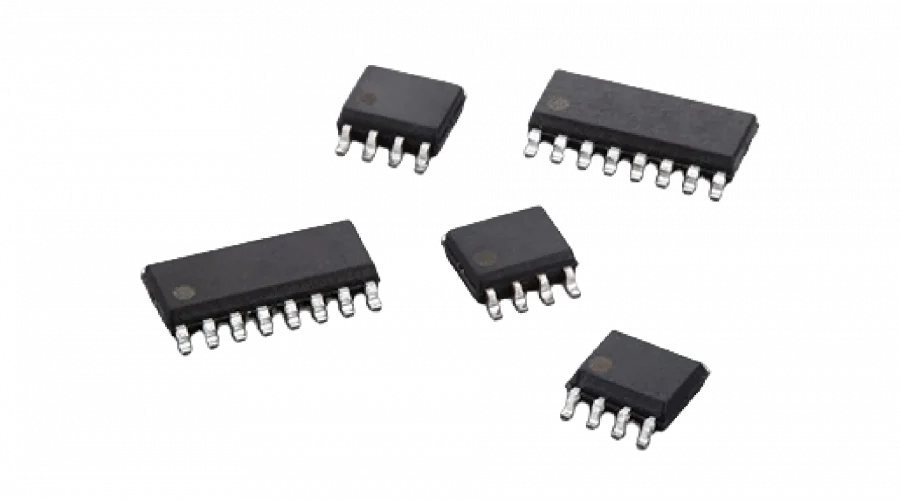 A photo of parts of an integrated circuit.