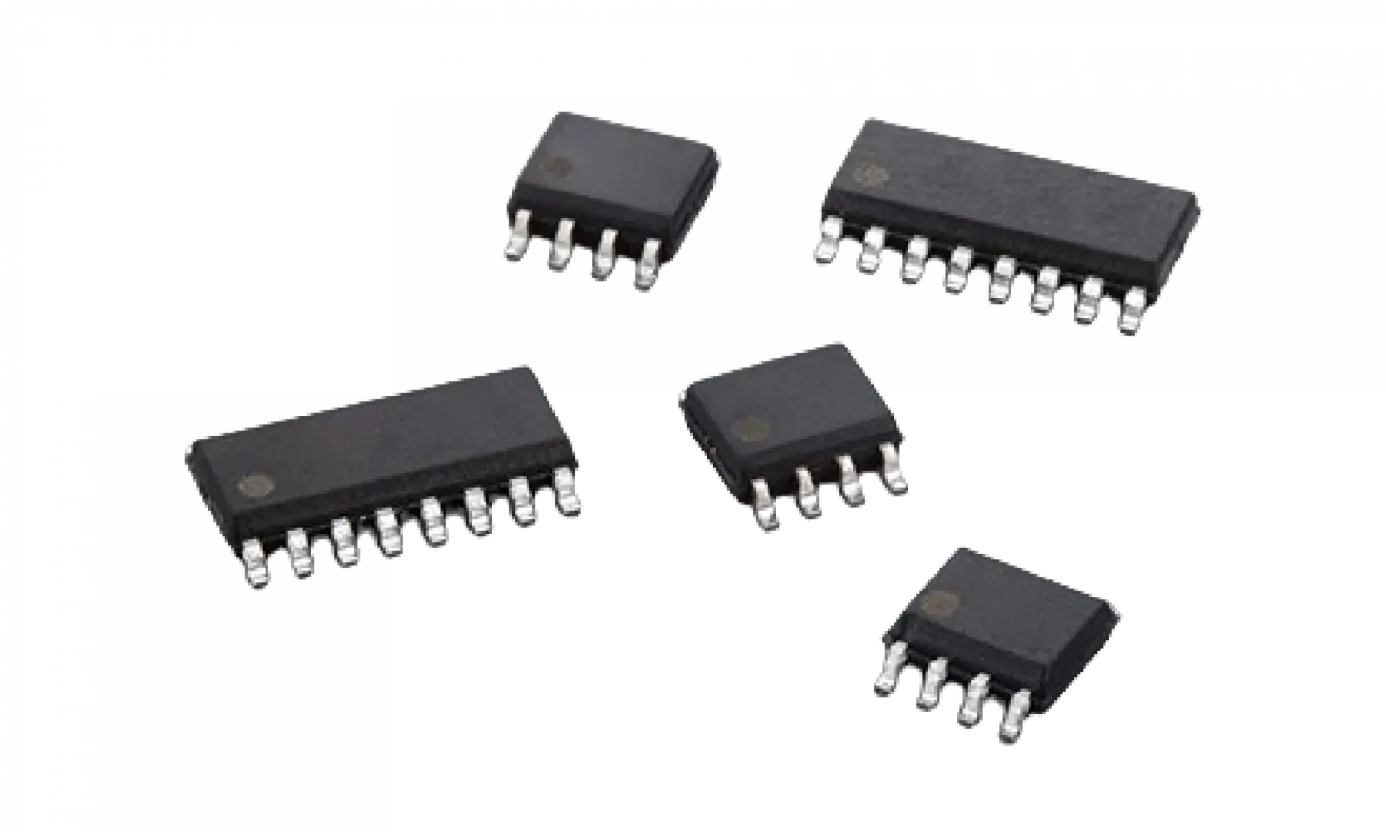 A photo of parts of an integrated circuit.
