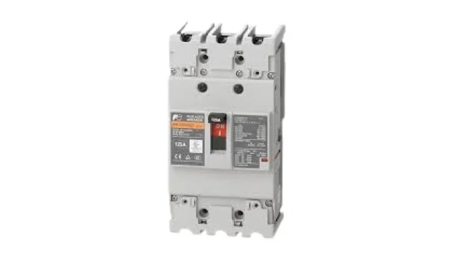 A photo of a molded case circuit breaker.
